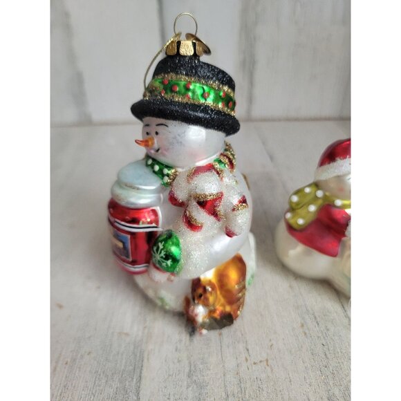 Snowman AS IS blown glass ornament Xmas Yankee Candle igloo - Picture 3 of 9